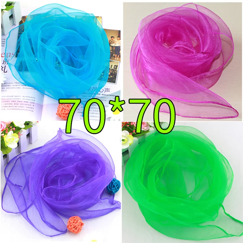 

70*70cm Women Square Headscarf Candy Solid Color Scarfs 20pcs/pack Chiffon Yarn Children Performance Variety Show Dance Scarves