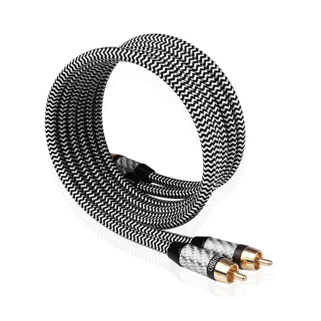 RCA кабель Hi Fi в оплетке двойное экранирование аудио и видеокабель