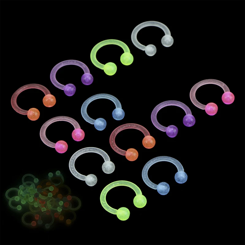 10PCS/20PCS Acrylic Luminous Bar Lip Tongue Nose Septum Ear Ring Stud Body Piercing Jewelry Wholesale | Украшения и аксессуары