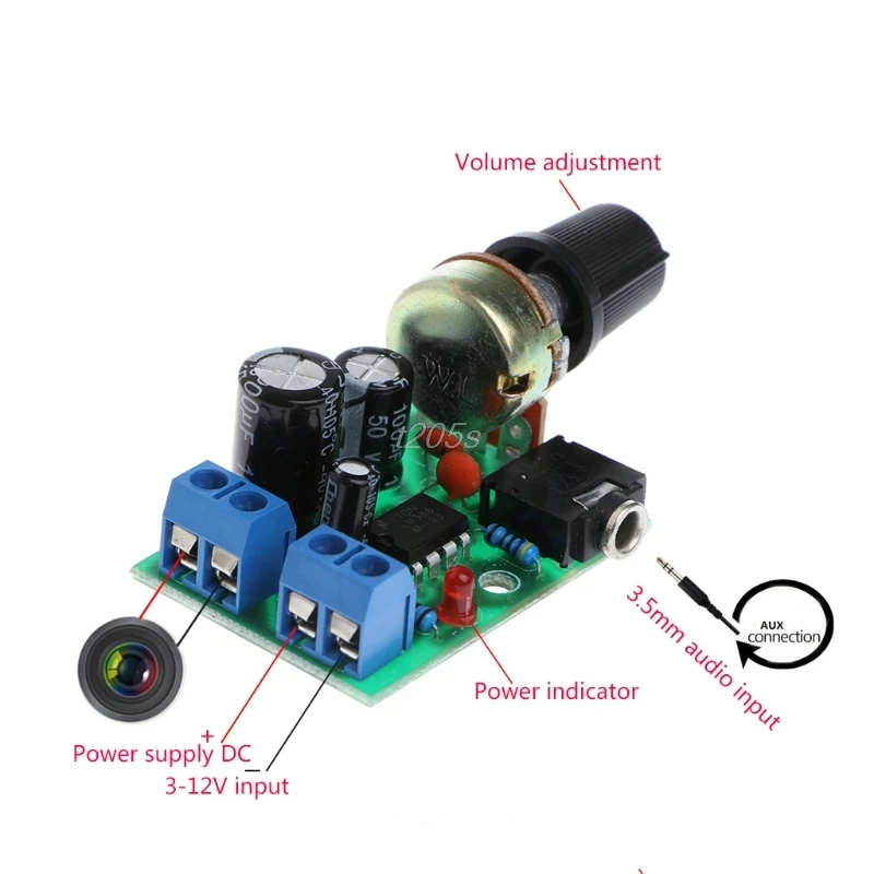 LM386 Mini Audio Power Amplifier Board DC 3V~12V 5V Module Adjustable Volume T25 Drop ship | Освещение