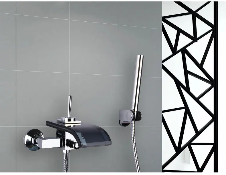 Настенный кран для душа с водопадом стеклянный набор ванная комната ручная