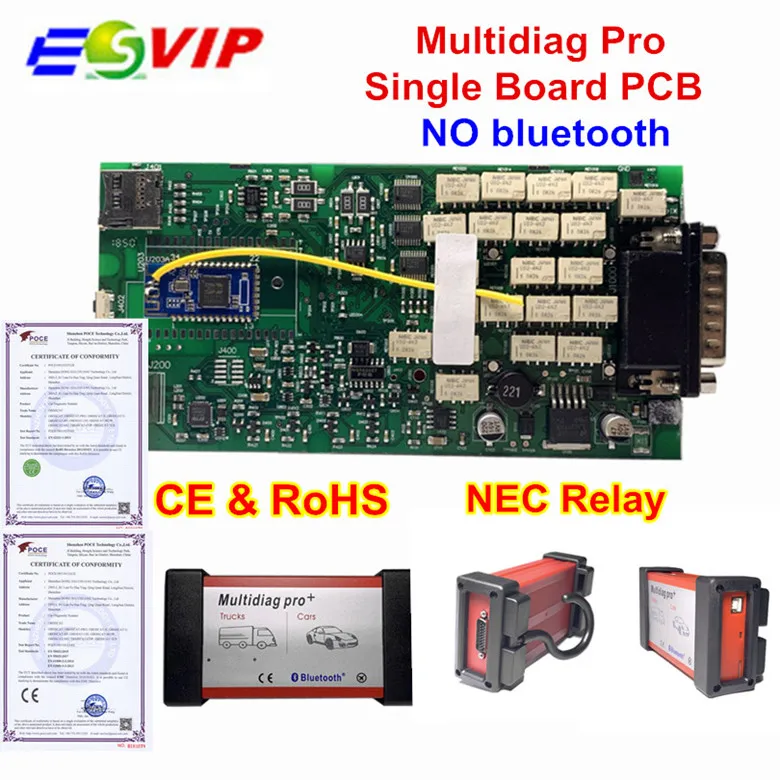 NO Bluetooth Новое поступление одиночный PCB Multidiag,1 с Keygen новейший Bluetooth OBDIICAT-CDP OBD2 диагностический сканер инструмент для автомобилей/грузовиков - Цвет: NO Bluetooth