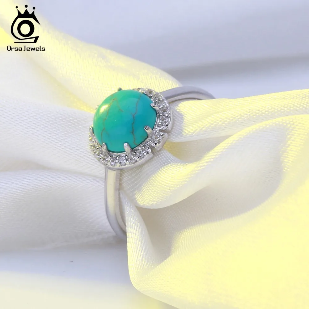 ORSA JEWELS женское кольцо из стерлингового серебра пробы, натуральный камень с AAA цирконием, ювелирное изделие, брендовые Свадебные обручальные серебряные кольца ASR55