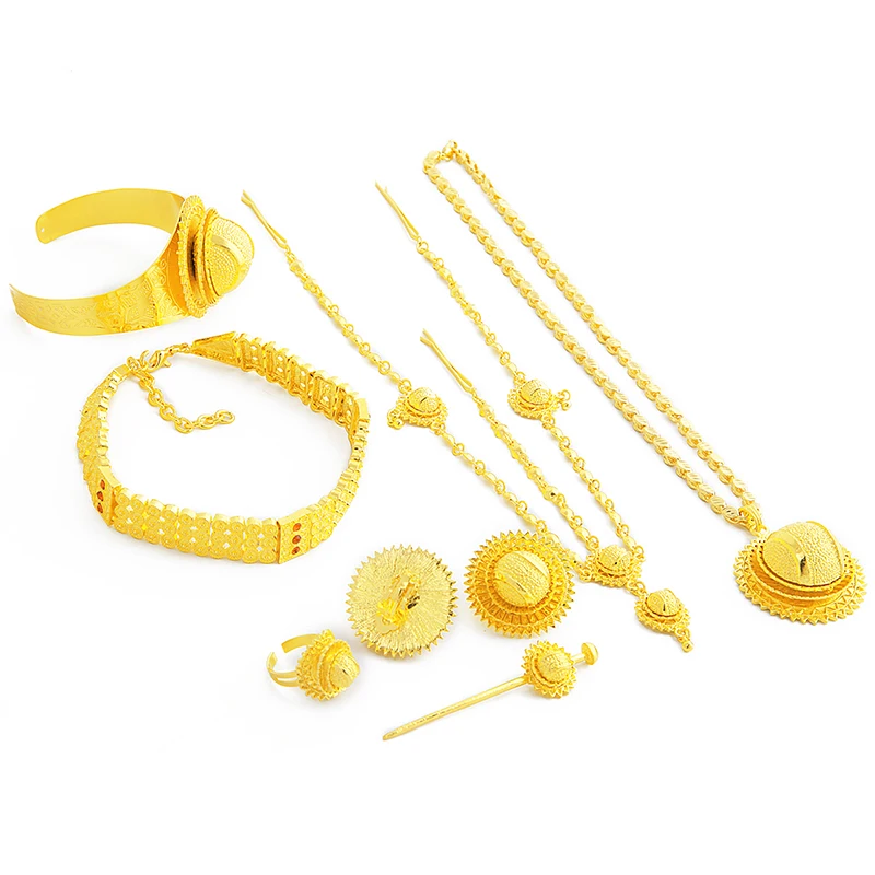 Женский комплект ювелирных украшений Ethlyn из колье и серёг золотого цвета с