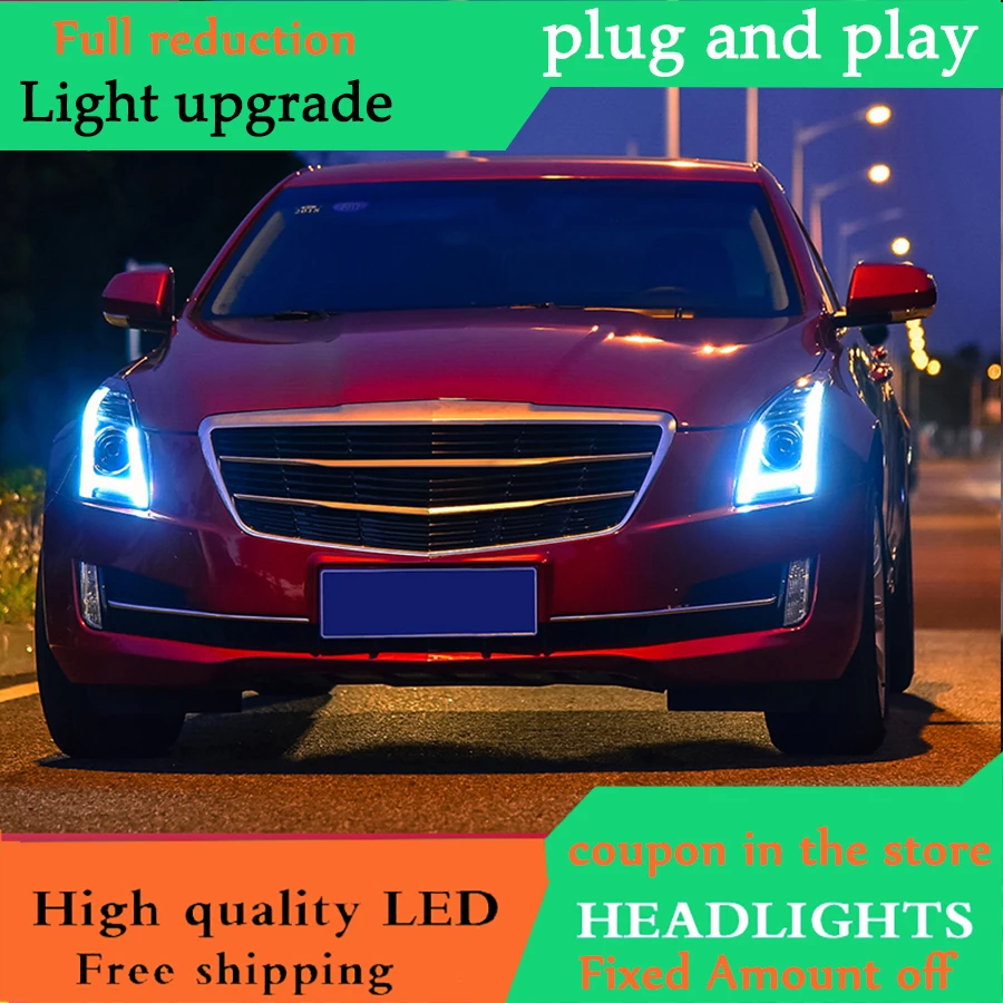 DY_L Head Lamp for Cadillac ATSL headlights 2014-217 LED Headlights ATS DRL Lens Double Beam Xenon bi xenon lens | Автомобили и