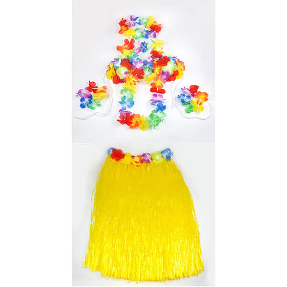 Юбка с гавайской травой цветок Lei браслет нарядное платье костюм красный|hawaiian grass