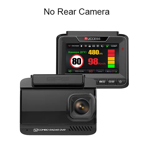 No Rear Camera B Ruccess 3 в 1 Автомобильный радар-детектор DVR встроенный gps скорость Анти радар двойной объектив Full HD 1296P 170 градусов видео рекордер 1080P - Название цвета: No Rear Camera B