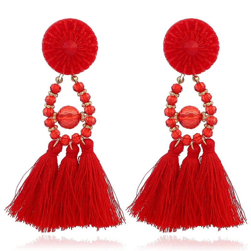 

Europe and the United States fashionable multi-color retro National Silk Earrings FANGY17071404