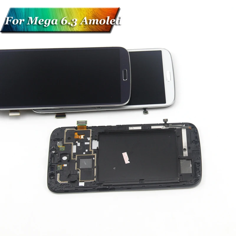 Супер AMOLED для SAMSUNG Galaxy Mega 6 3 i9200 i9205 сенсорный экран дигитайзер Рамка в сборе ЖК