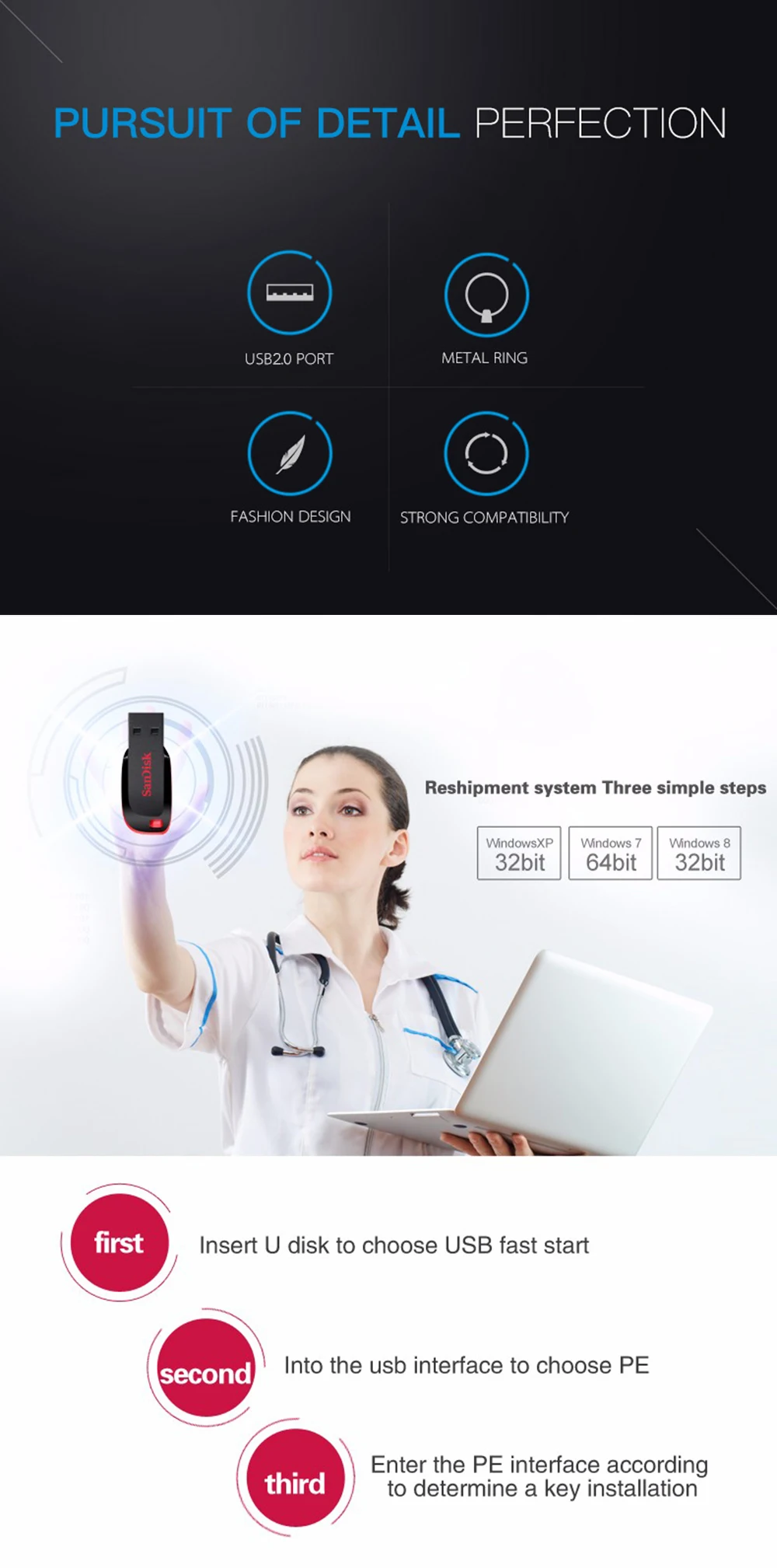 SanDisk CZ50 usb флэш-накопитель Флешка 16 ГБ 32 ГБ 64 ГБ 128 Гб карта памяти Металлический накопитель usb 2,0 флэш-диск