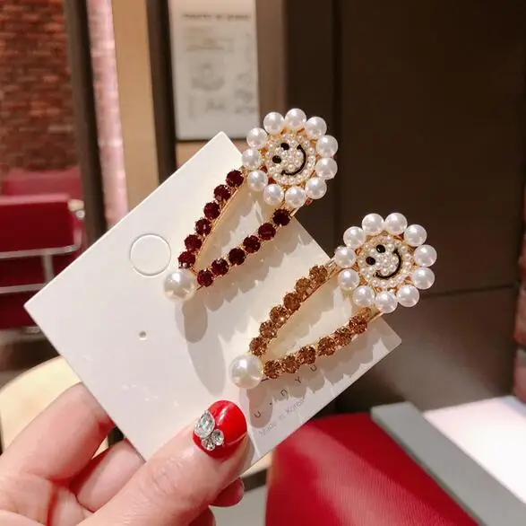 2019 женский модный с кристаллами со стразами смайлик заколки для волос