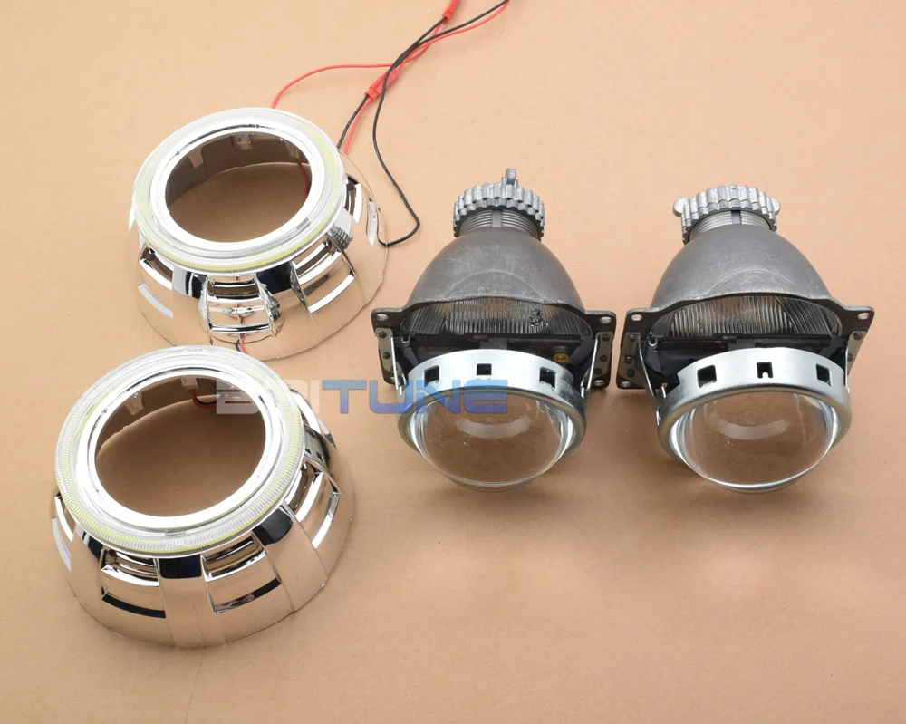 Линзы для фар Биксеноновые линзы 3,0 D2S HID проектор ангельские глазки COB светодиодный Halo комплект для H4 автомобильные аксессуары модифицированный стиль LHD RHD