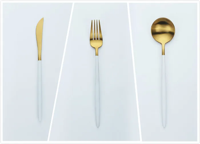 3 pcs set Столовые приборы из нержавеющей стали наборы ножей белый золотой набор посуды столовые приборы кухонные принадлежности западные столовые приборы - Цвет: 3 pcs set