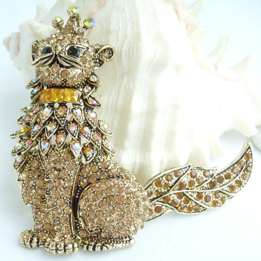 Очаровательная подвеска в виде кошки диаметром 4 92 дюйма с желтым австрийским