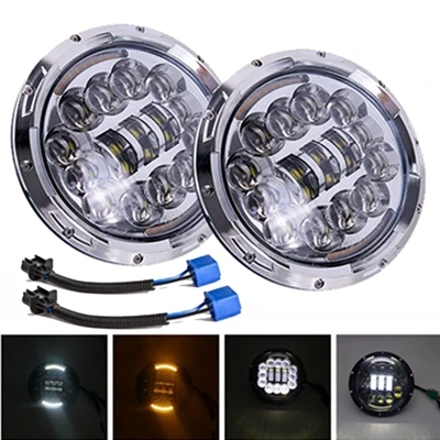 Chrome 90w Marlaa 2 шт. налобный фонарь для Lada 4x4 urban Niva 7 дюймов головной светильник s Hi/Lo луч дневной ходовой светильник DRL для Jeep Wrangler JK TJ LJ - Цвет: Chrome 90w