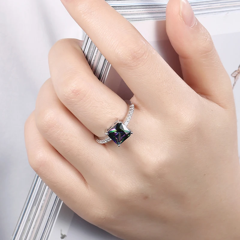 Сверкающие кольца для женщин Радужное мистический кубический цирконий