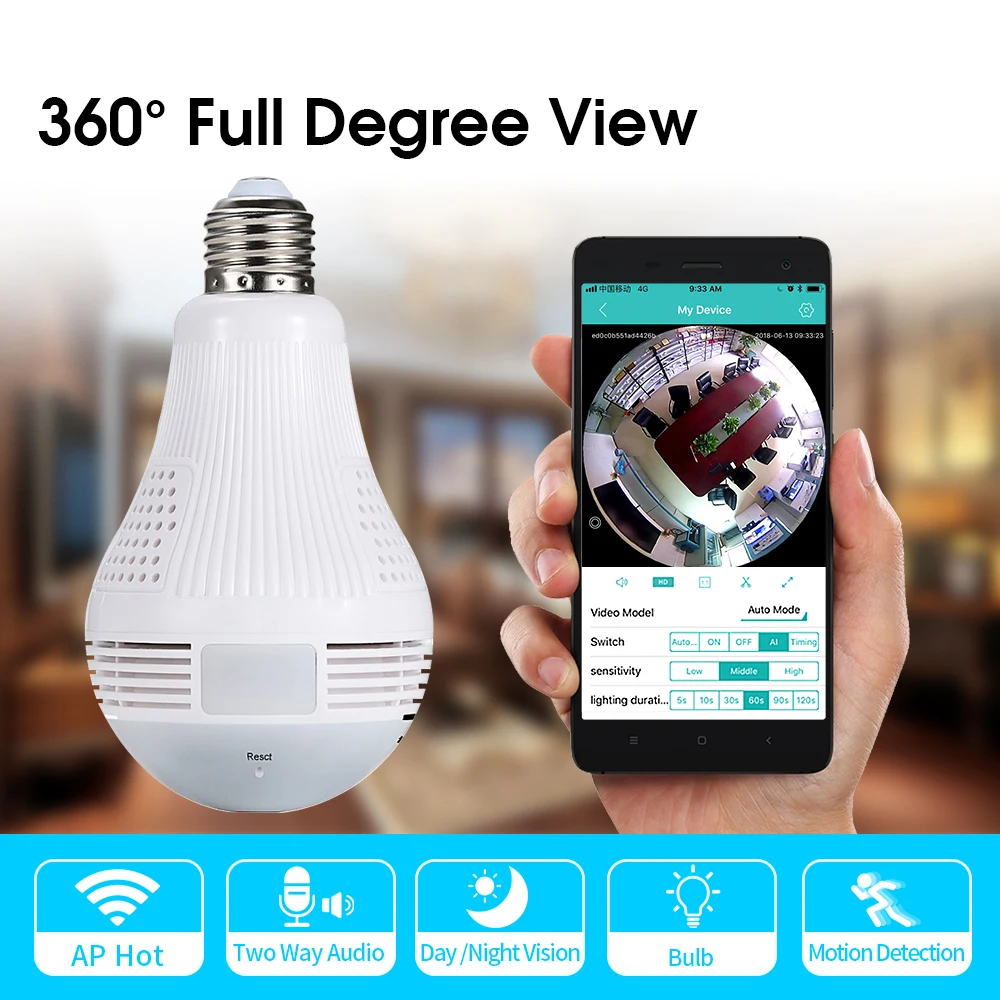 960P рыбий глаз ip-камера беспроводная Wifi камера Домашняя безопасность Wifi "рыбий глаз" камера лампочка ip-камера в форме лампы 360 градусов Домашняя безопасность см. V2