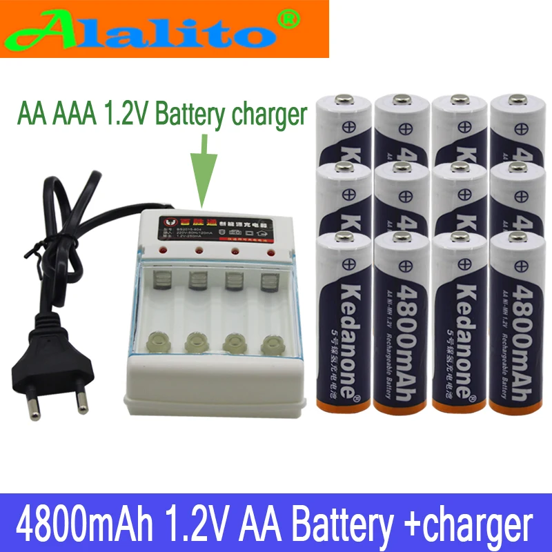 Alalito 4800mAh NI MH AA предварительно Заряженная NI-MH аккумуляторная батарея aa для игрушек