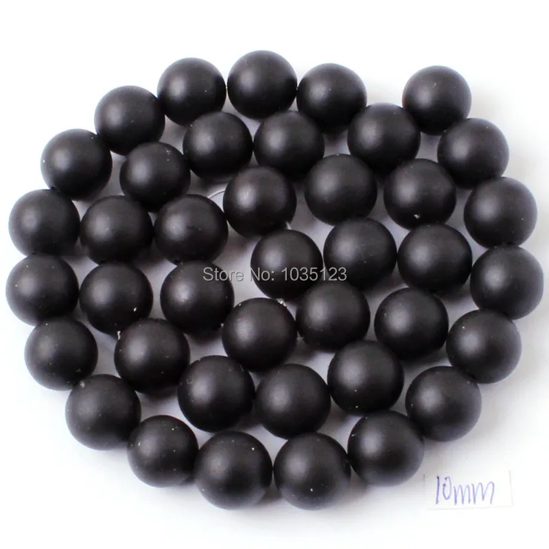 High Quality Round Natural Agates Frosted Black Bracelet Necklace Jewelry Gems Beads 38cm 4 6 8 10 12 14 16 18 20mm wj55 | Украшения и