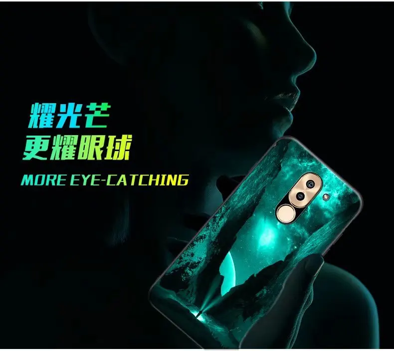 For Huawei Honor 6X Case Luxury Luminous Pattern Hard Tempered Glass Protective Back Cover for huawei honor6X phone shell |