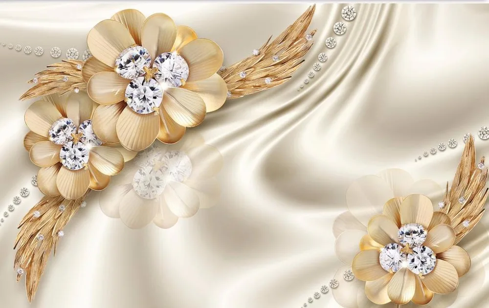 Улучшение дома 3D обои для стен печать гостиной спальни золотой цветок настенные