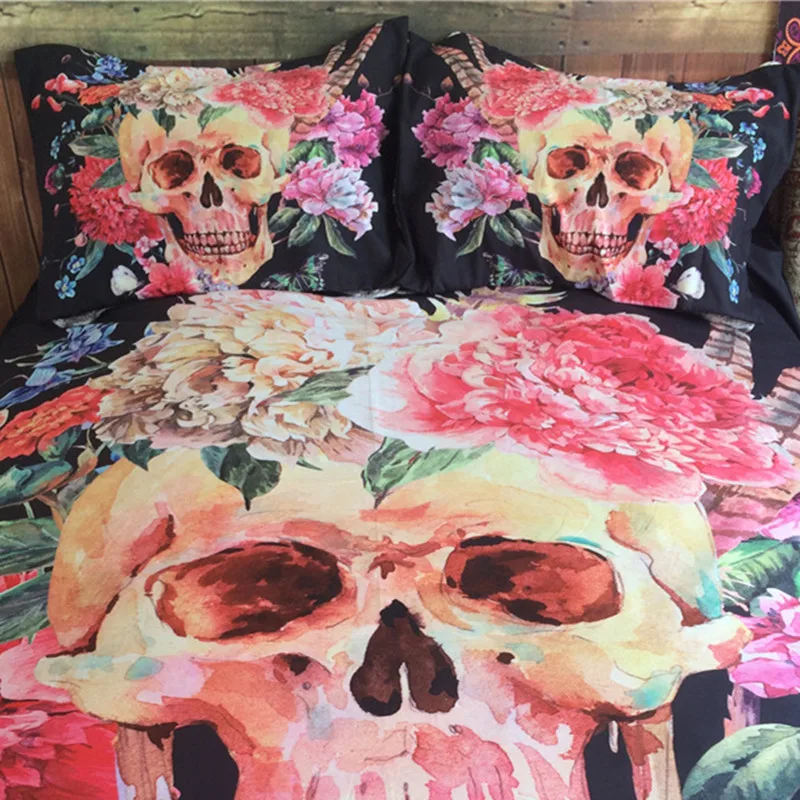 3D череп постельных принадлежностей Смешанный хлопок Пододеяльник Установить