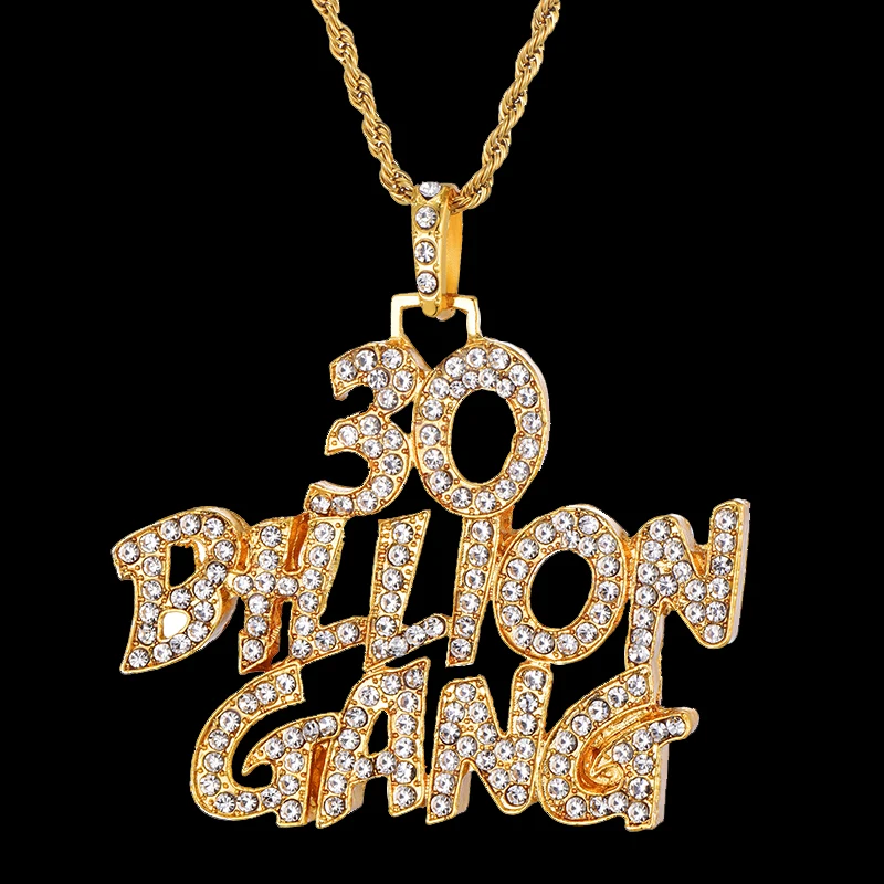 US7 полный со стразами буквы Bling льдом Rope Chain, подвески и ожерелья для Для мужчин ювелирные изделия из золота Цвет