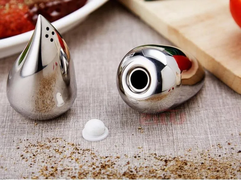 

Creative shape water drop droplets stainless steel cruet bottles seasoning salt shaker cans Pepper shakers