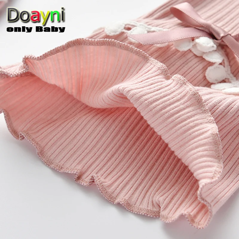 Doayni/Новинка корейские кружевные расклешенные брюки для малышей цвет розовый