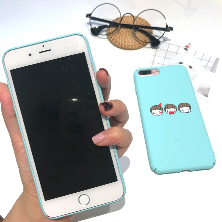 Милый Мультфильм Три куклы голова синий чехол для iPhone X XR XS Max 6 S 7 8 Plus Жесткий ПК