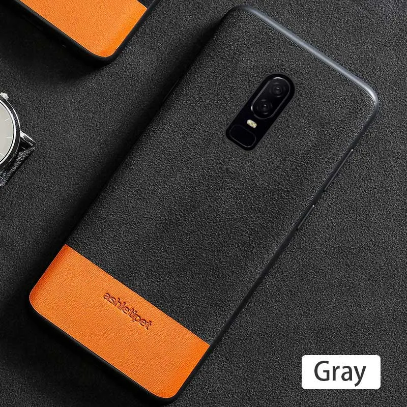 Мужской деловой чехол для oneplus 7 Pro из натуральной кожи, ударопрочный силиконовый чехол 1+ 6 t, чехол one plus 6 6t 5t 7Pro чехол - Цвет: Gray