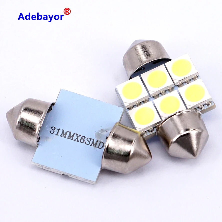 100 шт. салона автомобиля 31 мм белый 5050 SMD 6 светодиодный iFestoon Купол Карта путь свет инструмент лампа 12 В чтение дверные фонари