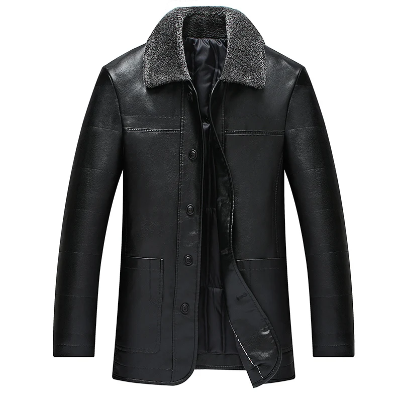 Новинка 2018 кожаные зимние куртки Мужская одежда черные повседневные осенние