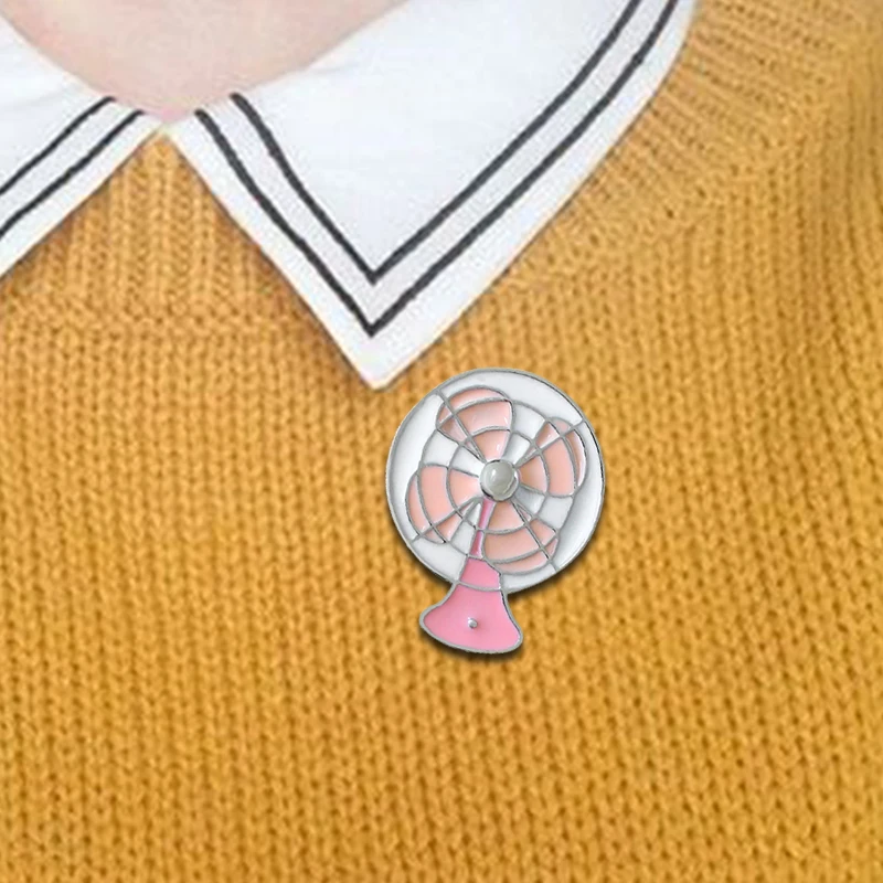 Модные Мультяшные розовые Броши с электрическим вентилятором заколки для пальто