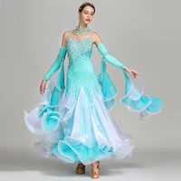 blue sequins standard ballroom dress woman ballroom dance competition dresses dance wear woman modern dance costume waltz dress