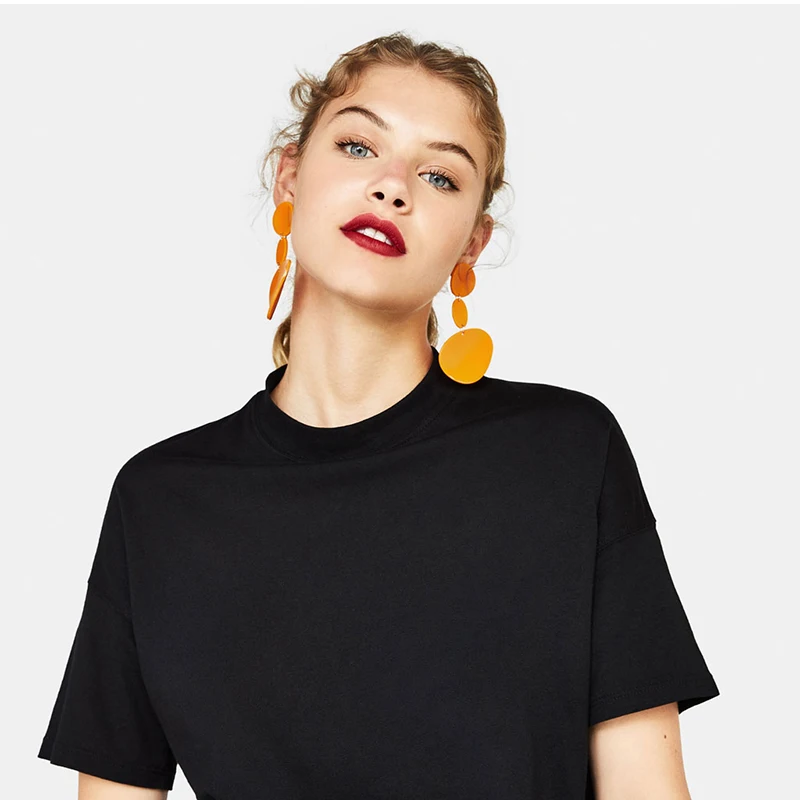 Earrings for Women Zinc Alloy Metal Long Yellow Acrylic Korean Statement Drop Indian Jewelry | Украшения и аксессуары