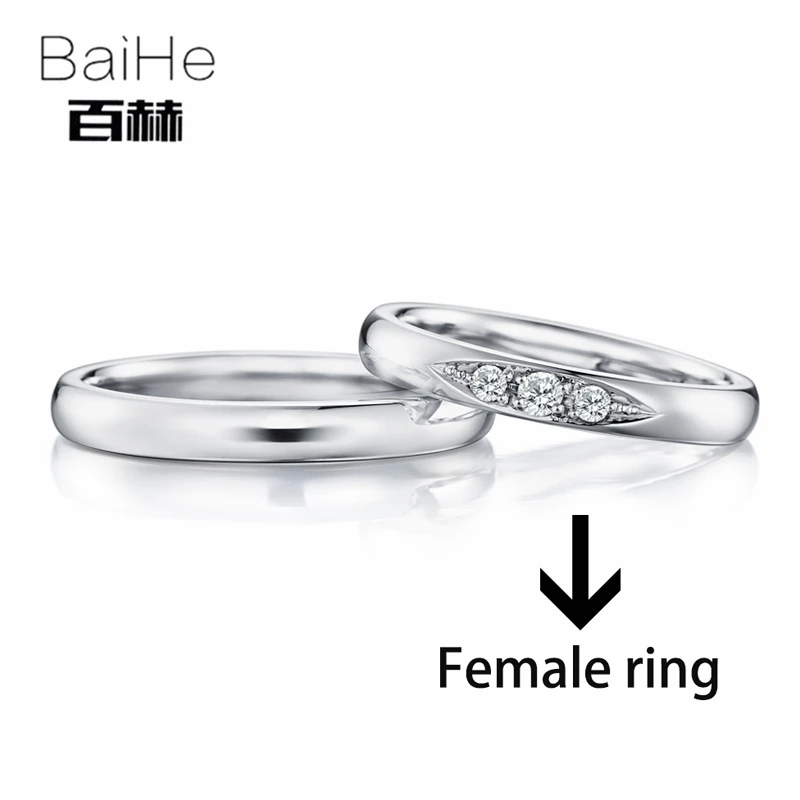 BAIHE Твердое 18K Белое Золото 0.15ct сертифицированное H/SI круглое подлинное