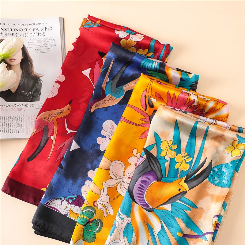 2018 Women Fashion Lovely Animal Bird Eagle Silk Scarf Lady Wraps and Shawls Female Pashmina Stole Foulards Hijab Snood 180*90Cm |