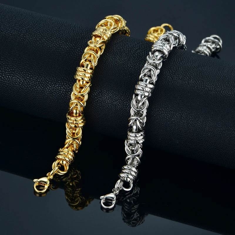Мужские византийские звенья цепи браслет на руку мужской Braslet& Braclet мужские s золотой цвет браслеты из нержавеющей стали для мужчин ювелирные изделия