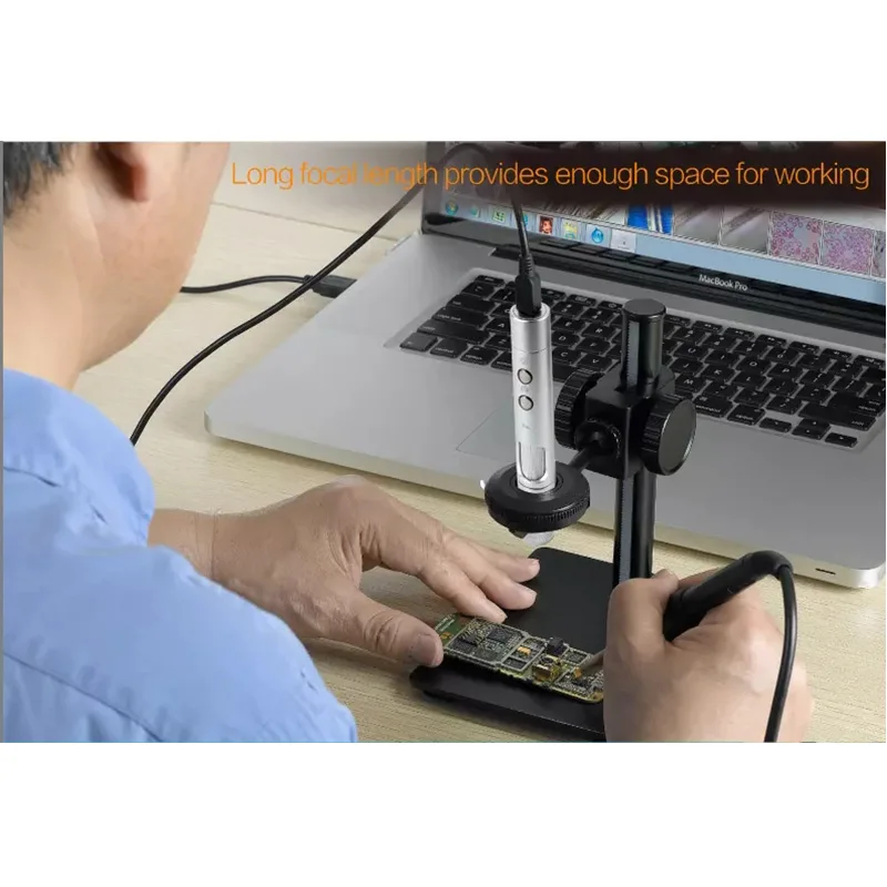 Портативный USB цифровой микроскоп 300X 2000X объектив с светодиодный светильник для