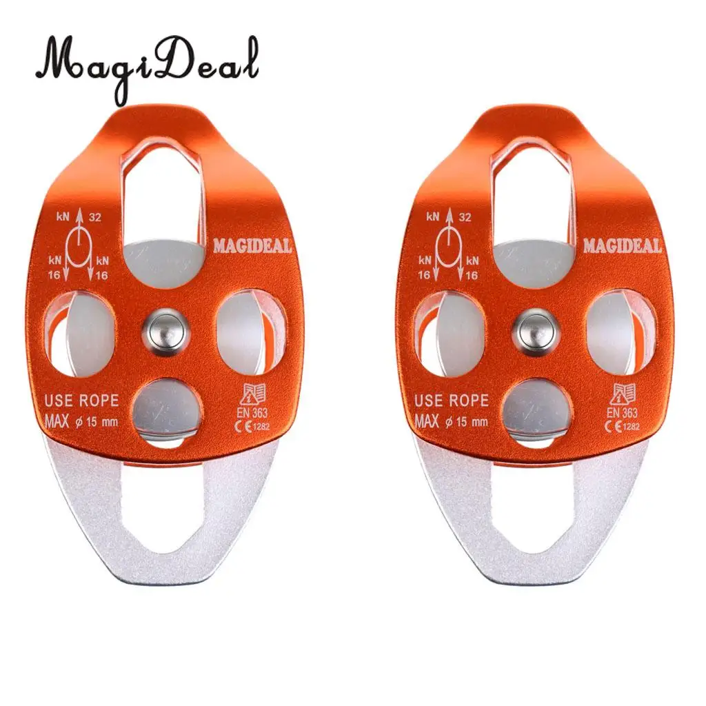 MagiDeal 2 шт. 32 кН двойной шкив скалолазание алюминиевые шарикоподшипники для