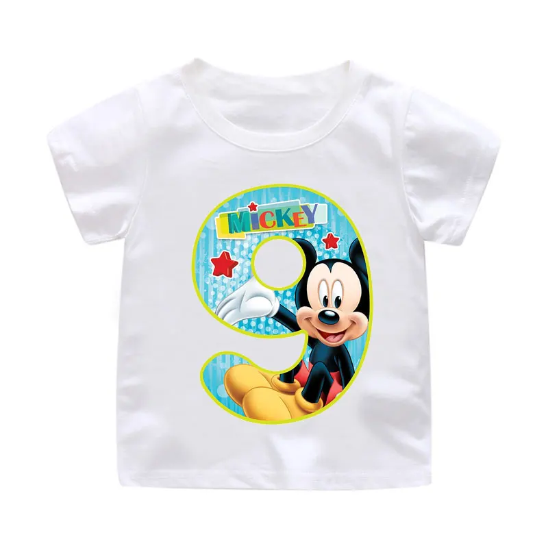 ZSIIBO Birthday T-shirt Boy Girl Letter Cartoon Mouse Print Summer short sleeve O-neck Tees Children clothing Kids tops CX6L102