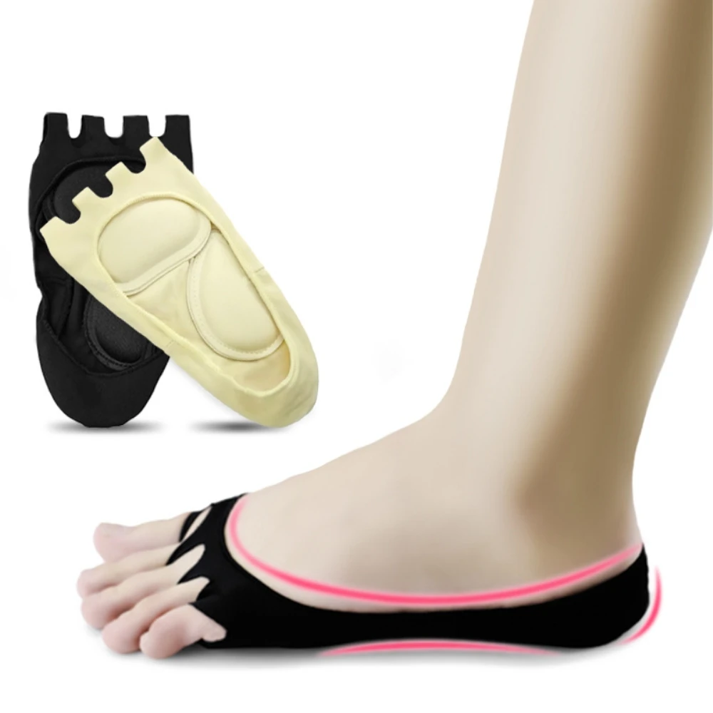 Fashion Women Foot Care Massage Toe Socks Five Fingers Fish Mouth Leaking Compression Boat Dancing Hosiery|Носки| |