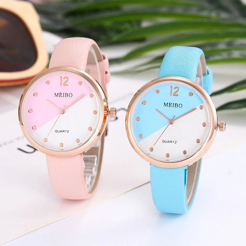 Женские кварцевые часы MEIBO с кожаным ремешком аналоговые наручные часы|Женские