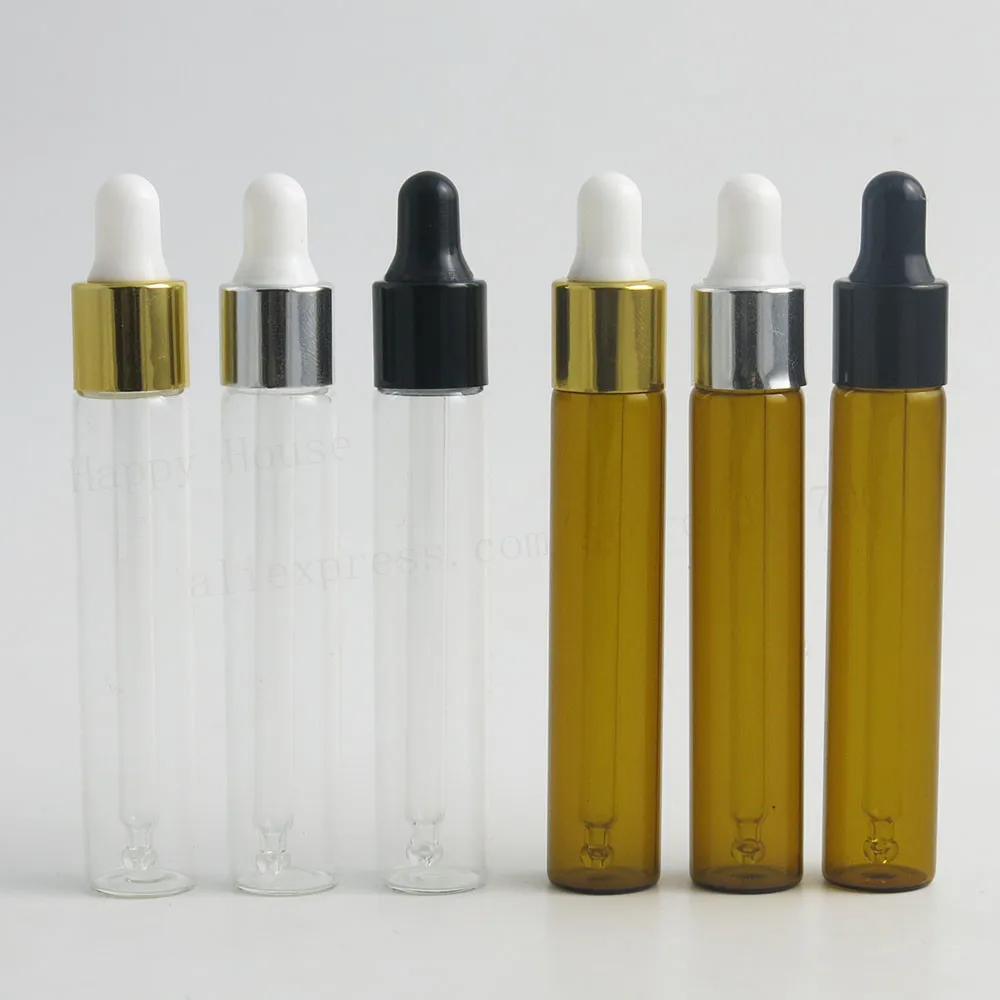 

360pcs Wholesale 10ml Clear Amber Glass Essential Oil Dropper Bottle Vials 1/3oz Cosmetic Packaging Portable Travel Container