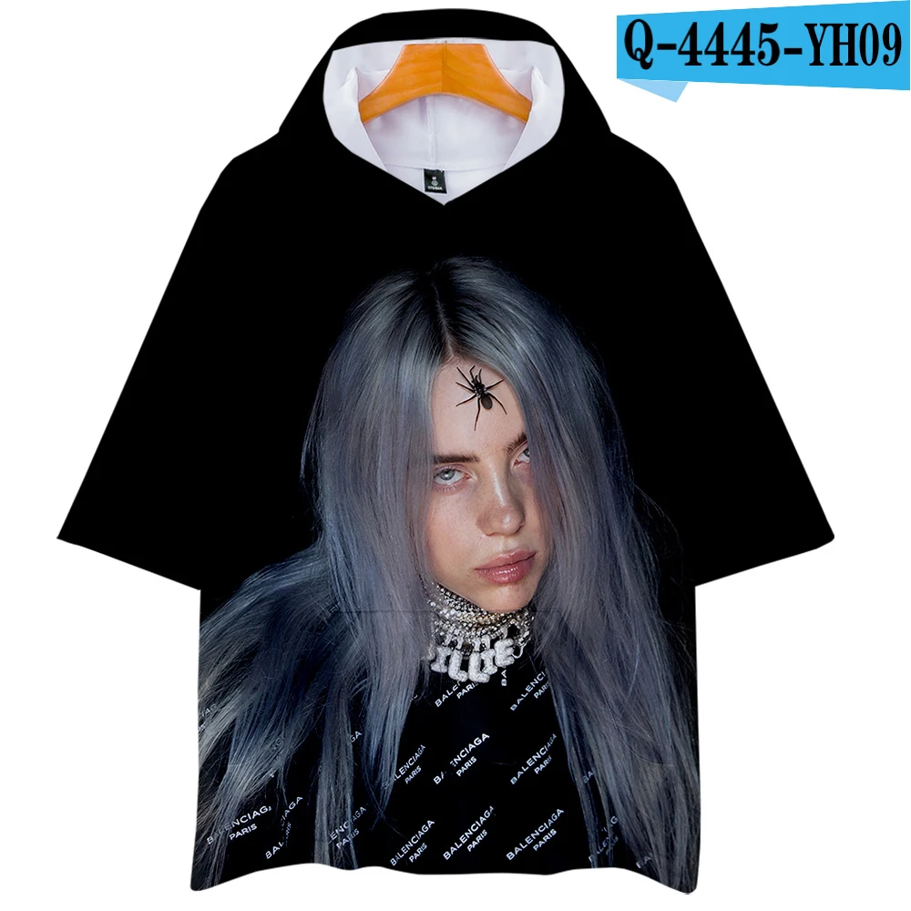 M Billie Eilish 3D толстовки Новинка короткий рукав мода лето/весна футболка классная и дышащая футболка с коротким рукавом - Цвет: M