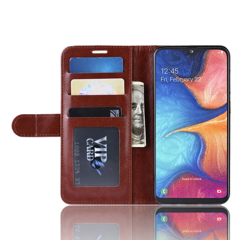 Роскошный кожаный чехол-книжка в стиле ретро для Samsung Galaxy A20E чехол-кошелек с