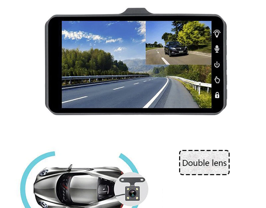 Автомобильная камера безопасности 4 дюйма 1080P 170 градусов g-сенсор Dash Cam Двойной Объектив Передняя Задняя двойная камера заднего вида изображения T2006