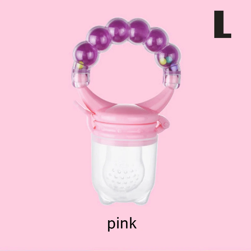 Pink L Прорезыватель для зубов для новорожденных с фруктовым музыкальным соском, пища, Прорезыватель для зубов, силиконовый Прорезыватель для зубов, безопасный питатель для укуса, Прорезыватель для зубов, уход за полостью рта - Color: Pink L