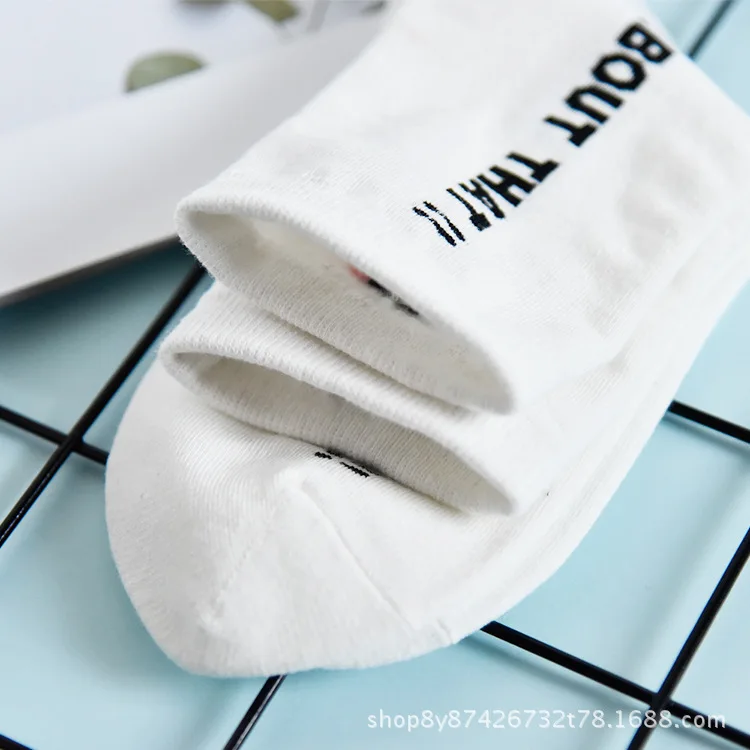 5 пар хлопковые короткие носки с буквенным принтом женские повседневные